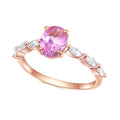 OL0915 Abiding Long Lasting Rose Gold Plated Lucky Colored Lab Pink Sapphire Stone 925 Sterling Silver Pink Gemstone Rings