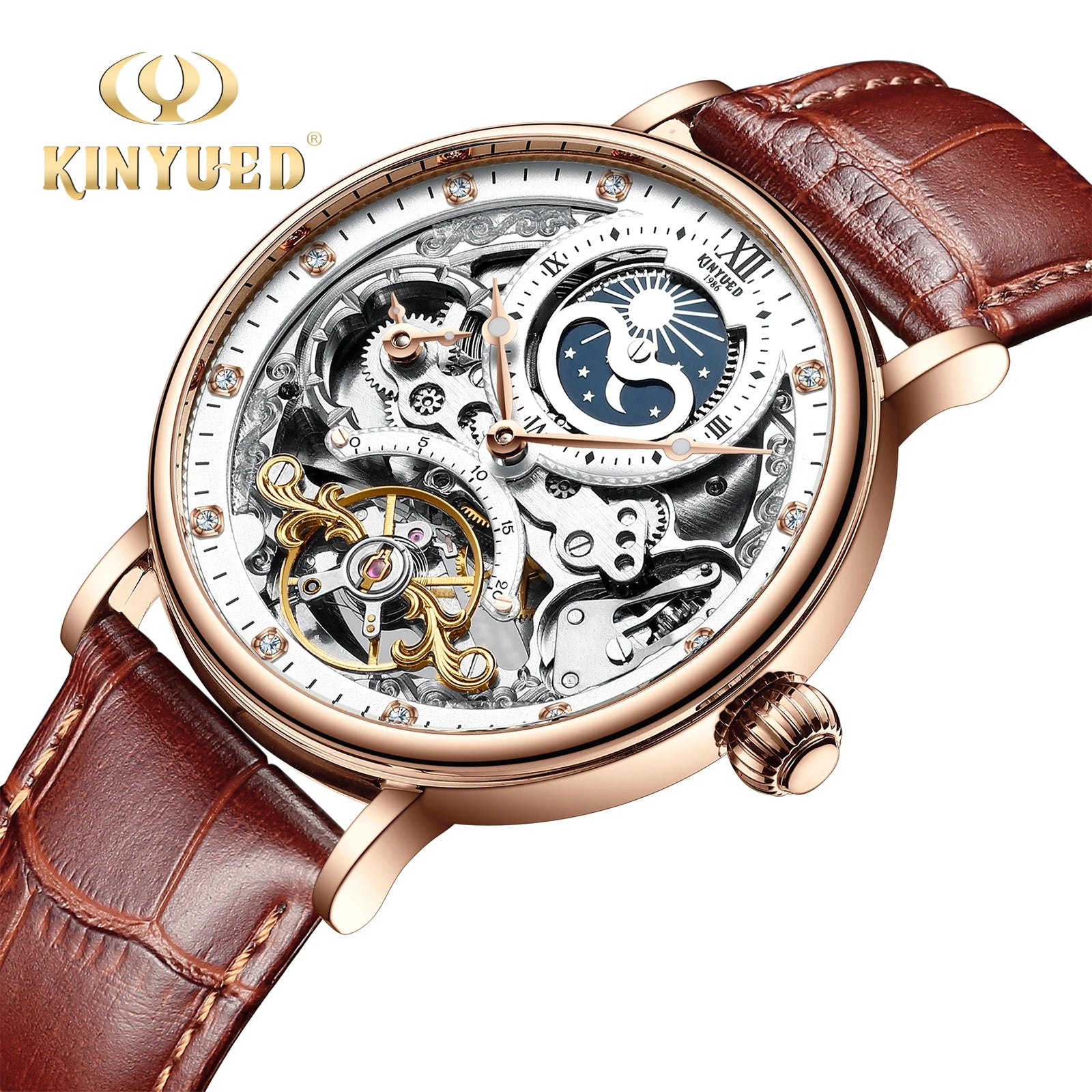 KINYUED J055 New Design Automatic Watches Men Watch Genuine Leather  Relojes  Watches for Men Mechanical