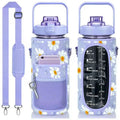 Sports Water Jug 2L Bpa Free with Phone Holder Storage Sleeve 64 oz Motivational Water Bottle PC Water Bottle with Sleeve