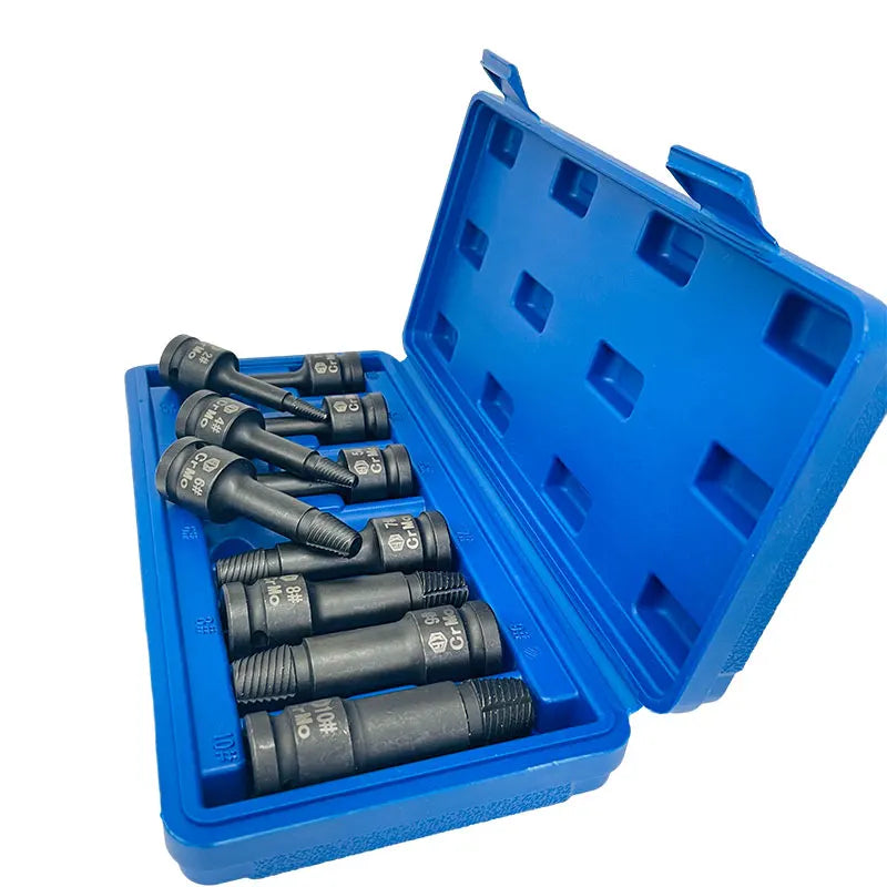 7pcs Screw Extractor Set Damaged Bolt Remover Drive Impact Socket Bit Screw Bolt Extractor Set for Broken Hand Tool