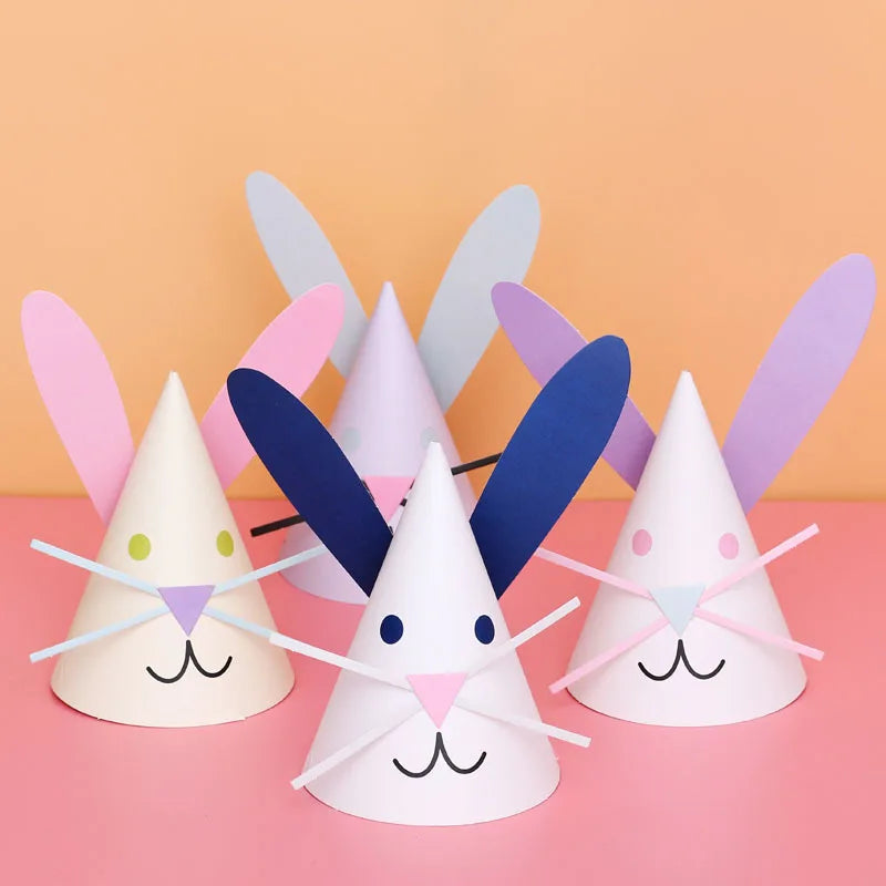 Best Selling Custom Design Printing Happy Birthday Party Paper Decoration Cartoon Rabbit Paper Hat