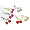 Sparkling Luxury Diamond Delicious Cherry Keychain Fruits Cherries Key Chains Pendant for Women Men Jewelry Bag Accessories Gift