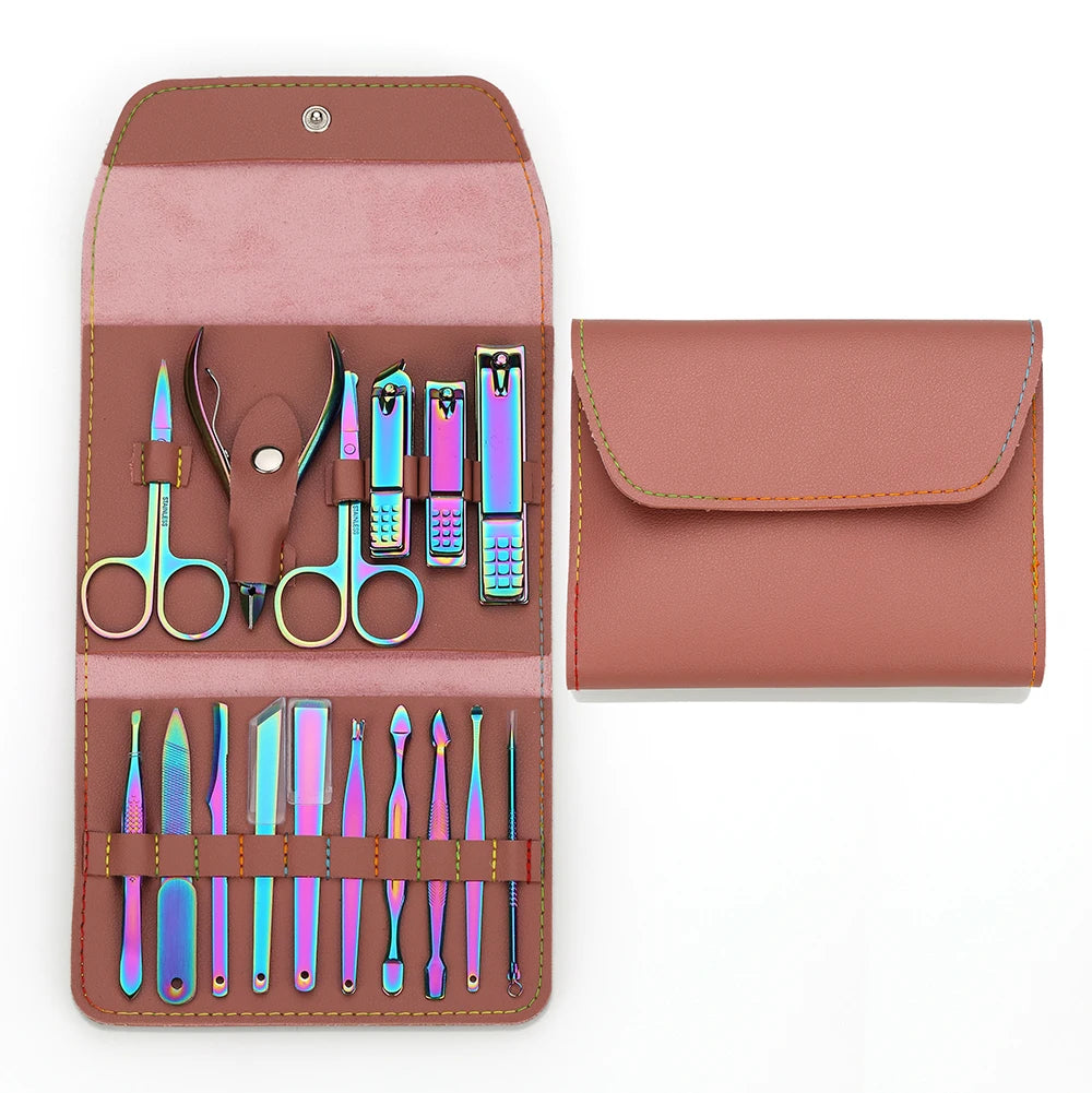 16-Piece Stainless Steel Nail Care Cutter Kit Manicure Pedicure Set Toenail Nipper Essential Tools for Professional Nail Care