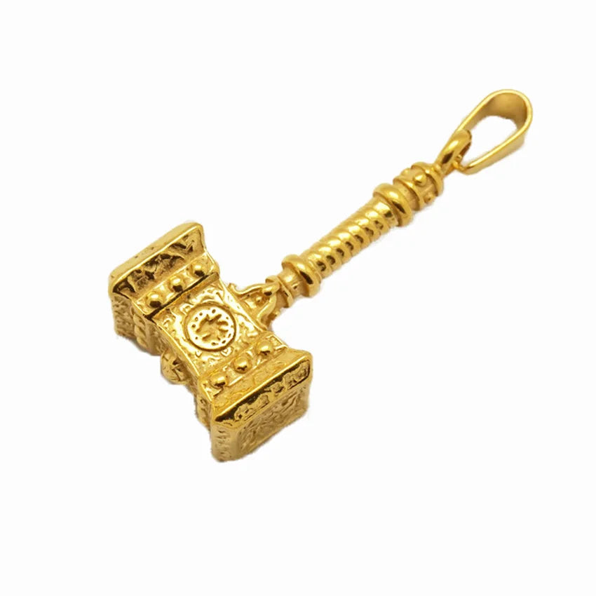 Wholesale Punk Thor Hammer Pendant Necklace Gold Plated Stainless Steel Hammer Pendant Men Thor Charms Jewelry