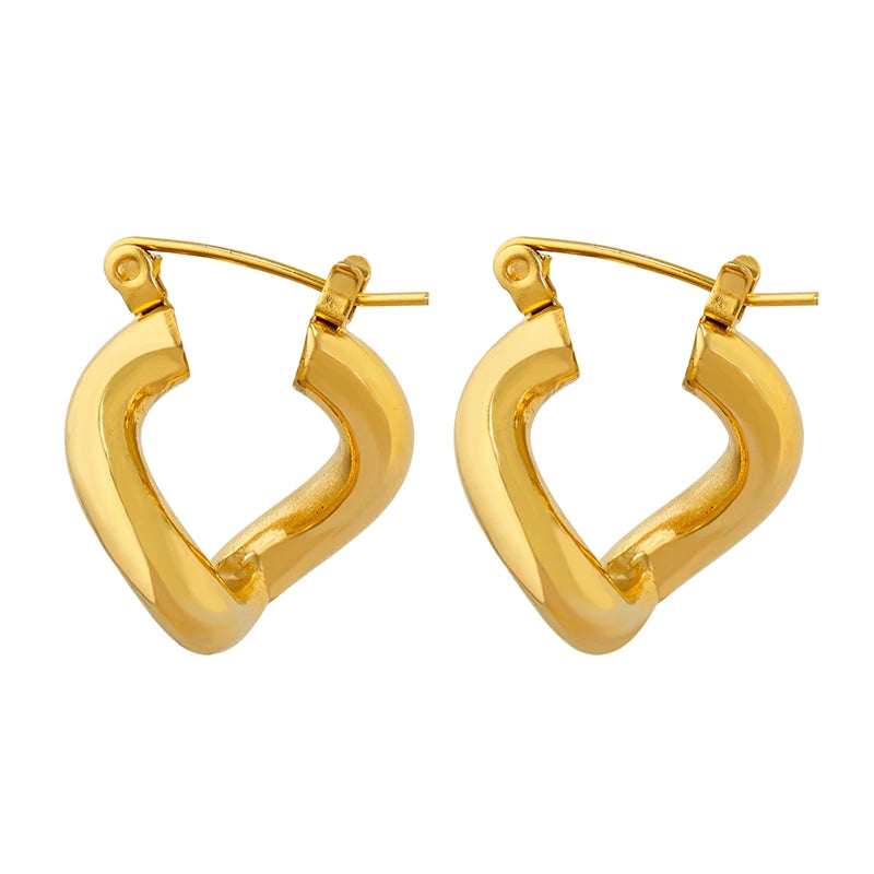 Vintage Versatile Stainless Steel Earrings Twisted Heart Irregular Earrings