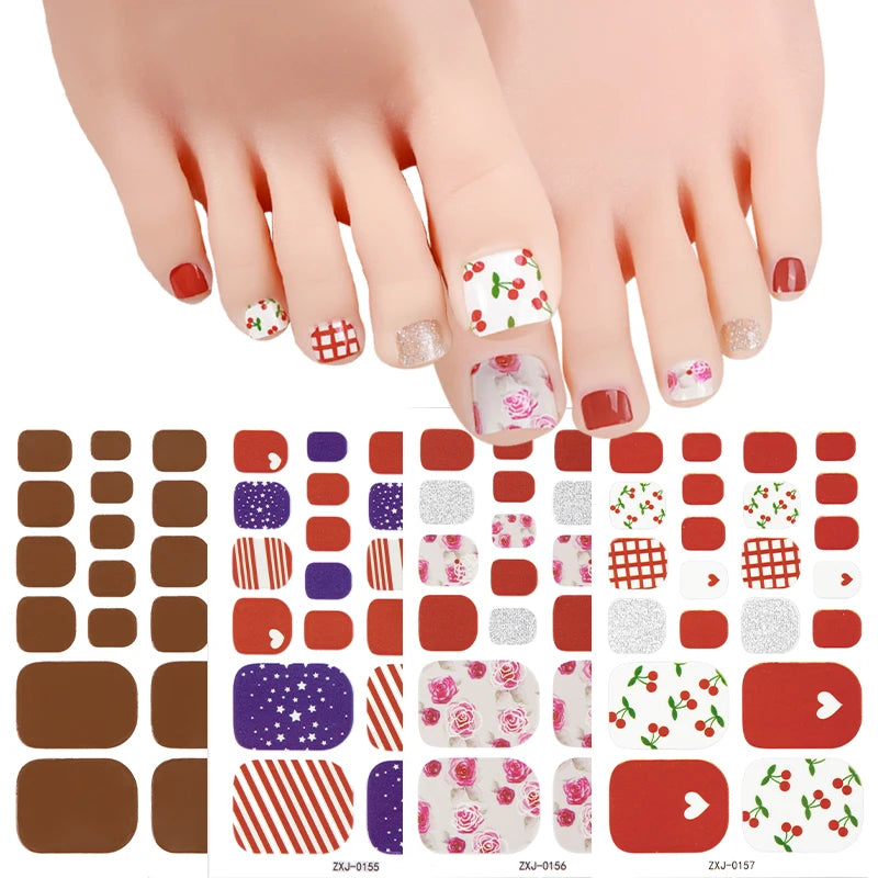 Zhengxiang New Design 3D Metal Toe Finger Nail Stickers CMYK Colors UV Varnishing Die Cutting 22 Strips