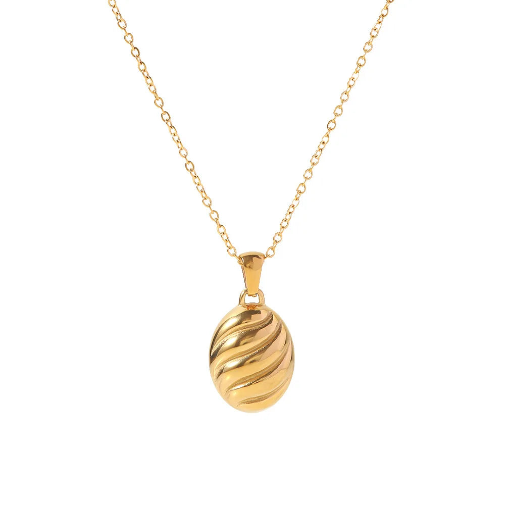 Fashion Design 18K Gold Plated Non Tarnish Jewelry Stainless Steel Oval Honeycomb Special Shape Necklaces Women Jewelry