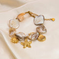 High-End Designer Stainless Steel Gold Bracelet Large Irregular Shell Pieces Waterproof Ocean Pendant Luxury Fashion Charm