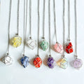 Raw Crystal Holder Necklace Stainless Steel Cage for Stones DIY Adjustable Natural Gemstone Pendant Necklace Jewelry
