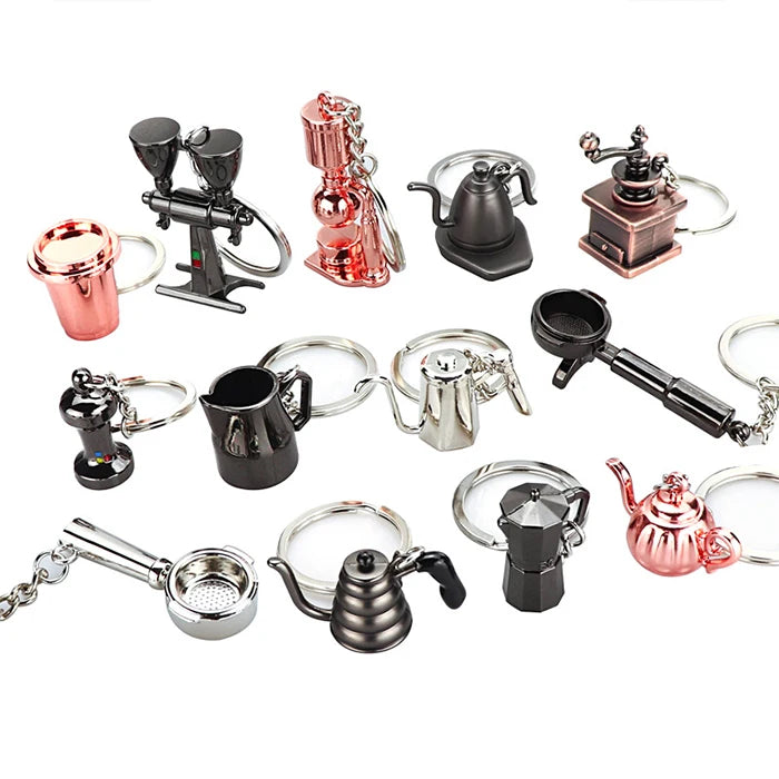 Custom Logo Metal Keyring Barista Gift Coffee Lover Cup Series Charm Keychain