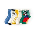 Autumn and Winter Men's Women's Cotton Socks New Cartoon Art Fun Style Crew Length Anti-Slip Illustration Trend for Everyone