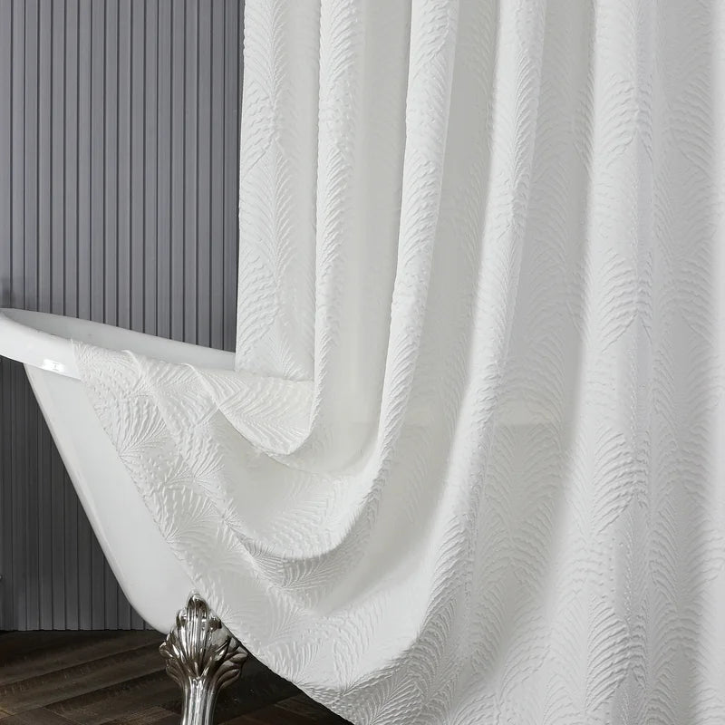 Hotel Style Modern Luxury Elegant Innovative Design White Shower Curtain for Bathroom/