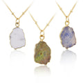 SC Hot Selling Irregular Natural Smooth Stone Necklace Gold Plated Pendant Necklace Fashion Colored Natural Stone Necklace