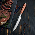 Custom Logo 5 Inch Handmade Forged Serbian Kitchen Chef Utility Knife 5Cr15MoV Carbon Steel Kitchen Petty Knife Rose Wood Handle