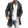 New Trend Men's Long Sleeve Trench Coat High Quality Casual Winter Coat with Plaid Pattern Solid Color