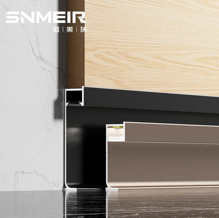 SENMRY Aluminium Profile Floors and Accessories Factory Custom Aluminium Skirting Profile With Led Recessed Skirting Board