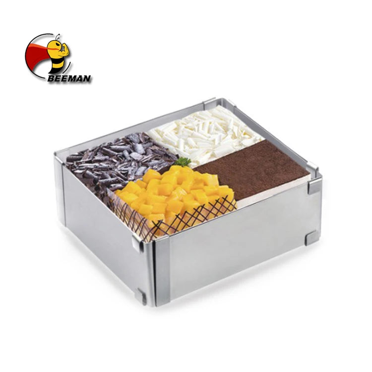 Beeman Retractable 4 to 6 Inch Square Rectangle Cake Baking Decorating Molds Mousse Mould Ring