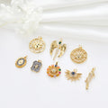 Fashion Cubic Zirconia Sun Star Angel Shape Necklace Charms 14K Gold Plated Fine Jewelry Pendants Charms