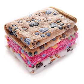 Maychan Comfortable Coral Fleece 100% Polyester Dog Mattress Pet Travel Blanket Breathable Paw Print Pattern Sizes XS/S/M/L Dogs