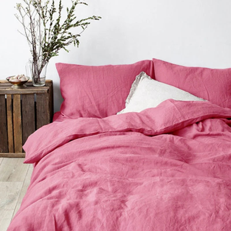 Factory Direct Sale Designers French Flax Queen Size Bed Sheet Bedding Set Linen California Size 3/4pcs