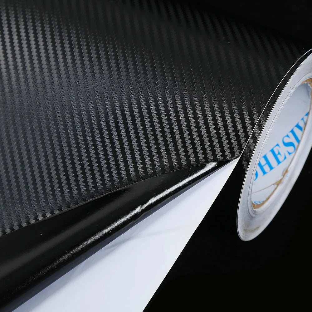 Waterproof PVC Car Body Decals Self-Adhesive Carbon Fiber Vinyl Sticker for Window and Door Covering Black Repeated Use