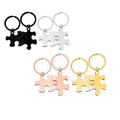 Blank Glossy Stainless Steel Couple Puzzle Pendant Ornaments Stylish Metal Keychain and Anniversary Gift for Valentine's Day
