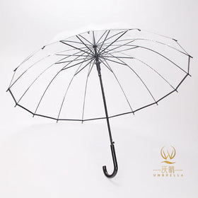 Hot Sale 16-Bone POE Transparent Straight Umbrella New Design Cute Compact Auto Open Button Durable Portable Household Travel