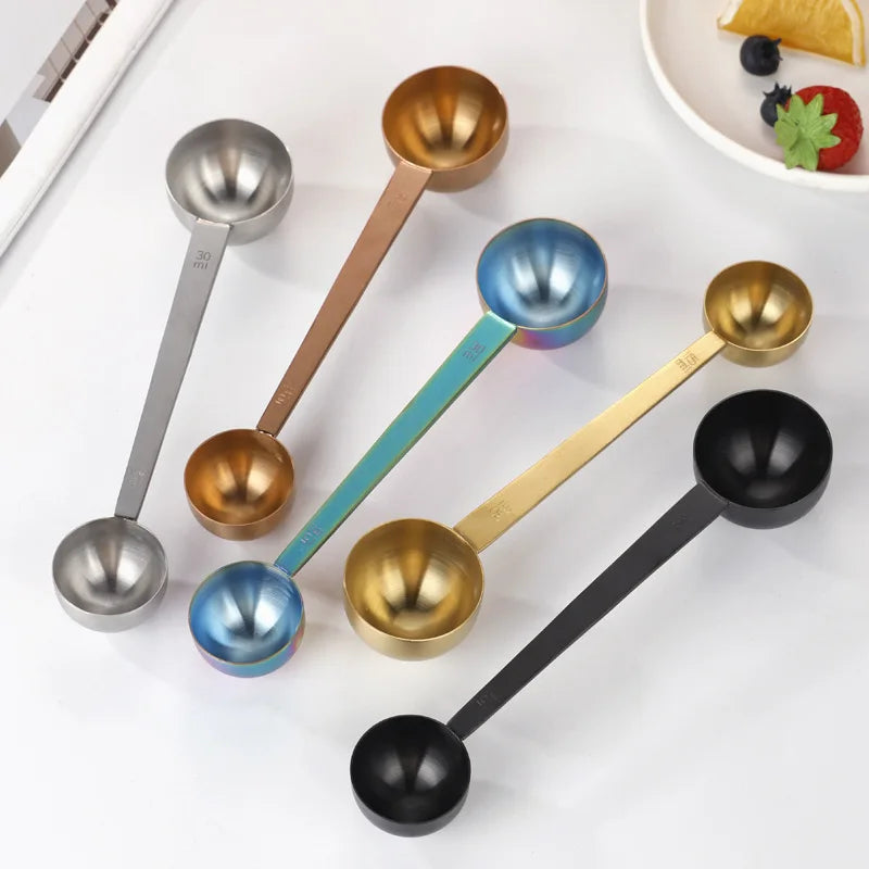 2 in 1 Double-Sided Stainless Steel 18/10 Measuring Vertical Powder Scoop Coffee Spoon for Camping Eco-Friendly