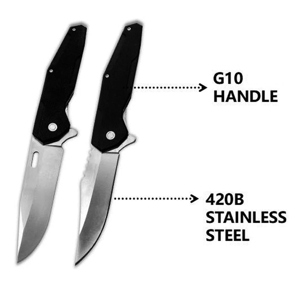 3.7 Inch G10 Handle Survival Tactical EDC Folding Pocket Knife Back Clip Push Button Blade Change Durable Nylon for Combat Use