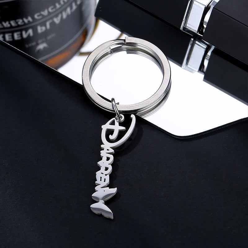 Factory Direct Wholesales Custom Luxury Designer Brand Name Letter Car Logo Stainless Steel Keychain
