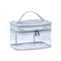 Fashion Double Layered Transparent Zipper Closure Soft Handle Large Capacity Water Resistant Dry Wet Separation PVC Portable