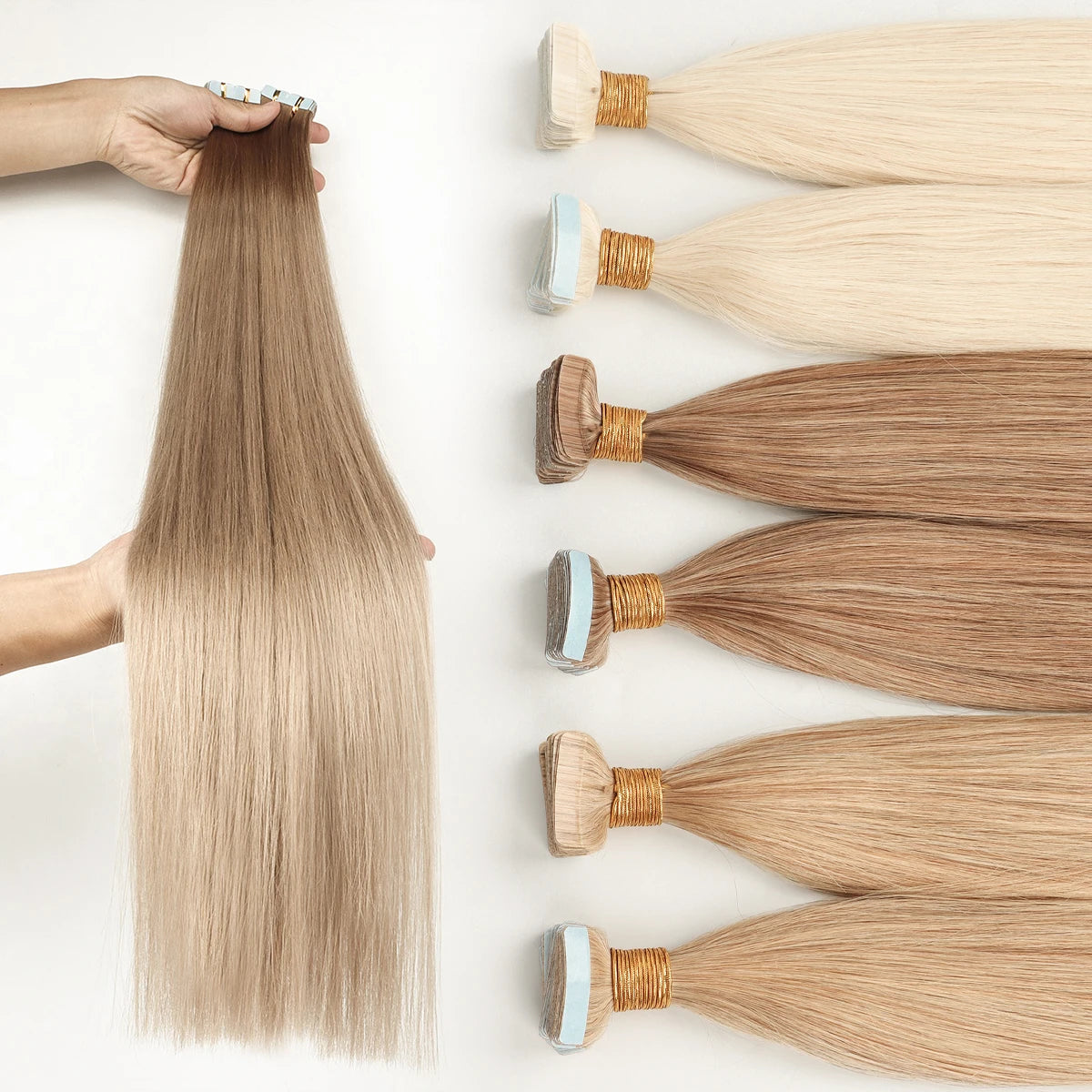 Wholesale 100% Remy Hair Extension Double Drawn Cuticle Aligned Virgin Natural Straight Human Hair Russian Tape Vendors