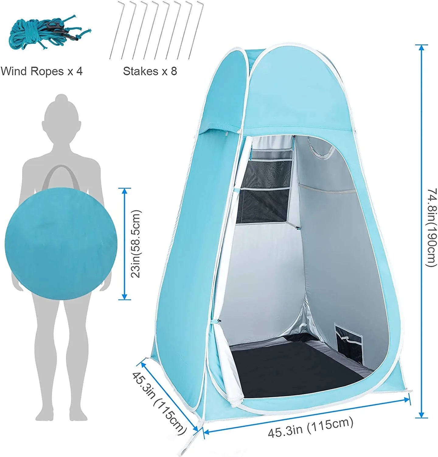 Woqi Portable Pop up Privacy Shower Tent Spacious Changing Room for Camping Hiking Beach Toilet Shower Bathroom