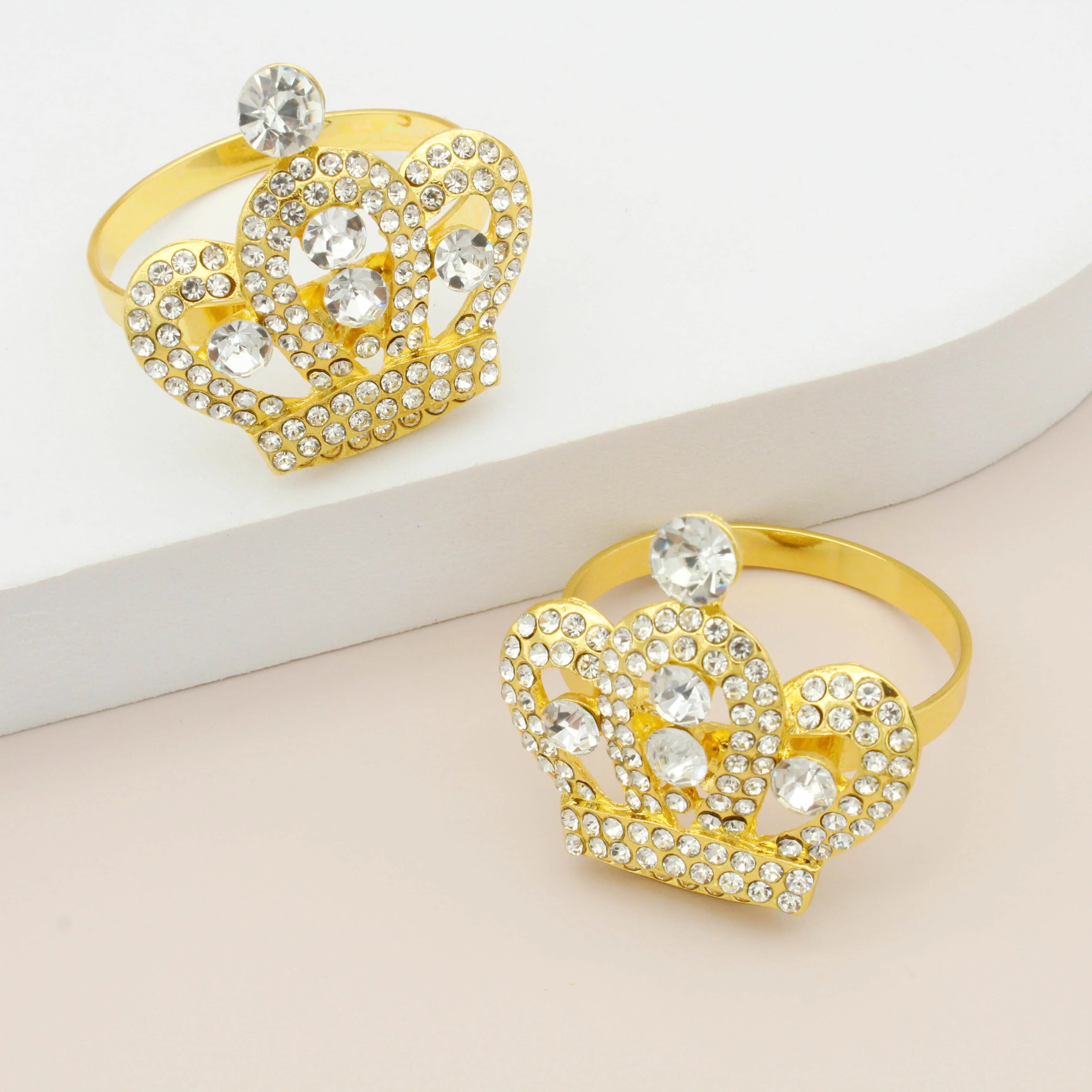 Ychon Metal Classic Rose Gold Napkin Rings & Diamond Buckles Holder for Wedding