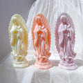 Our Lady Sculpture Gift Virgin Mary Statue Candle Silicone Mold Catholic Blessed Virgin Mother Mary Figurines Candle Mould