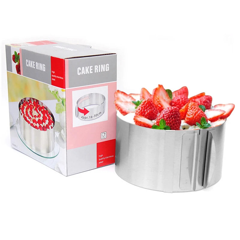 Adjustable 6 to 12 Inch Mousse Cake Sheets Round Stainless Steel Cake Baking Ring Mold