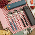 Portable Utensils Korean Metal Silver Flatware Sets Stainless Steel Cutlery Set  3 in 1 Travel Cutlery Set with case