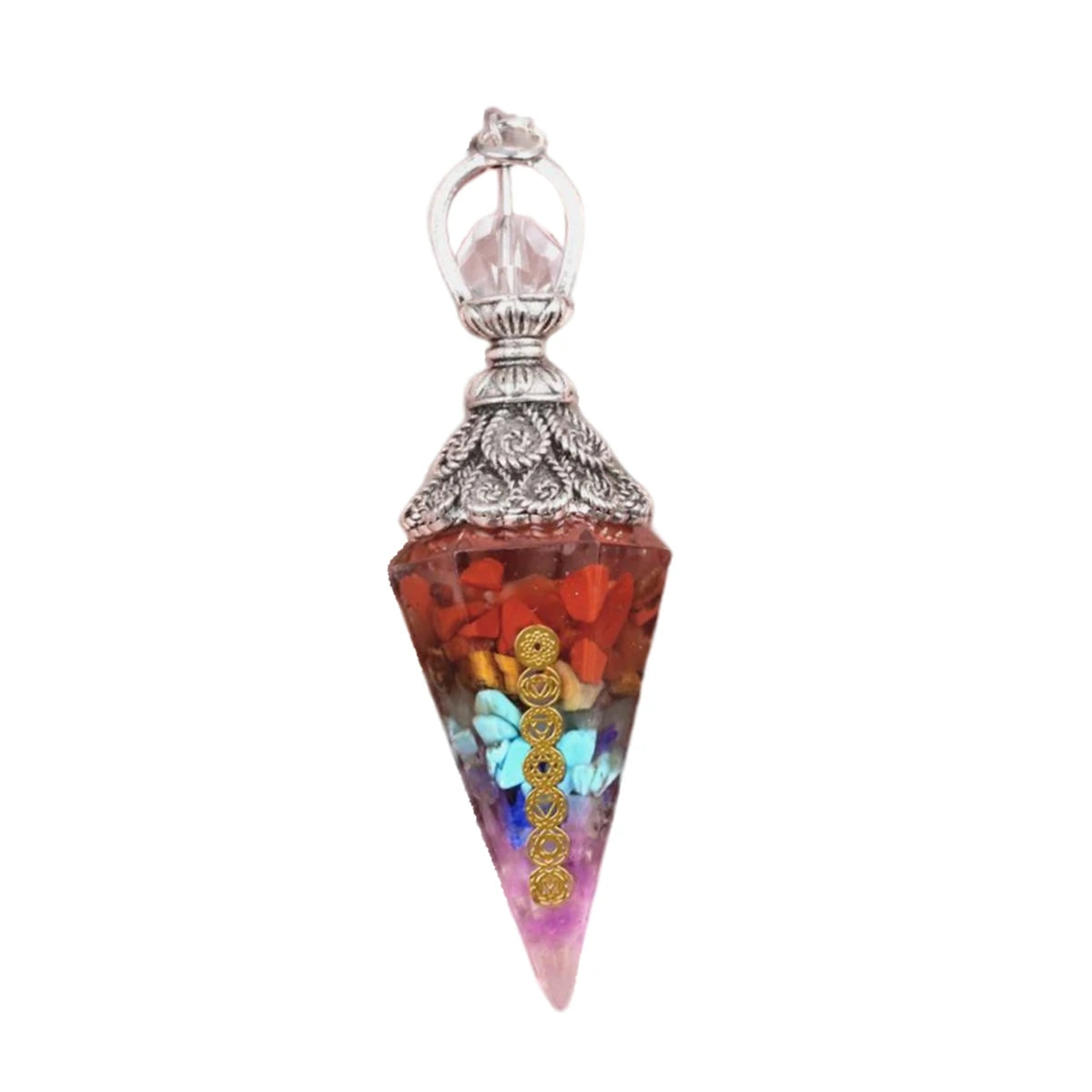 Wholesale Vintage Natural Colored Stone Resin Hexagonal Pyramid Resin Craft Crystal Hexagonal Cone Feng Shui Style