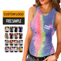 Women's Custom Pattern Print Sleeveless Tank Tops Breathable Summer Gym Crop Vest with Ribbed Design Casual Workout Top