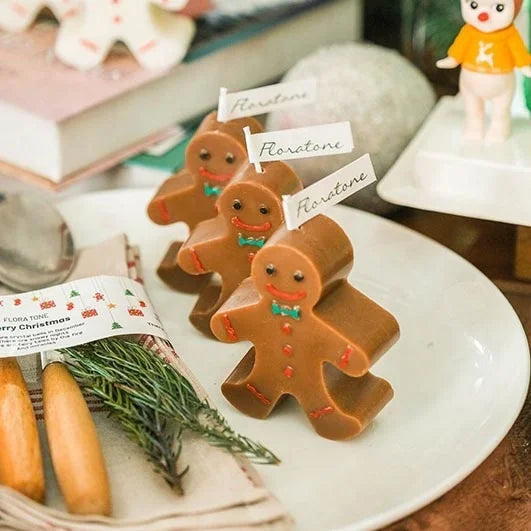 White Brown Creative Cute Funny Gingerbread Man Holiday Diwali Eco-Friendly Safe Natural Soy Wax Handmade Aromatherapy Scented