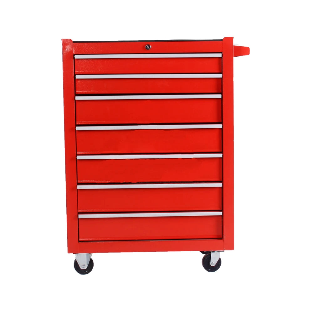 CE 7 Drawers Rolling Iron Powder Coated Rugged Tool Cabinet Ball Bearing Slides 3'' Rubber Wheels OEM Accepted 3-Year Warranty