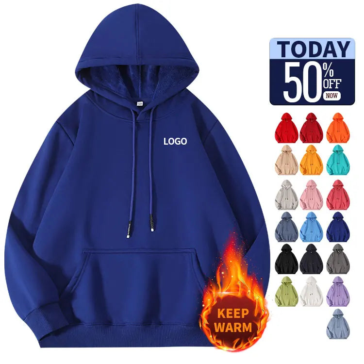 Promotion Cheap Cotton Thick Fleece Inner Pullover Hoodies for Men Keep Warmth Hooded Sweatshirts in Winter