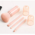 Gmagic 5 in 1 Mini Pink Synthetic Hair Face Makeup Brush Set with Loose Powder Brush Durable Travel Portable for Women