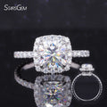 Starsgem Women Halo Style Rings 14K White Gold 2CT D VVS Cushion Cut Moissanite Gemstone Engagement Rings