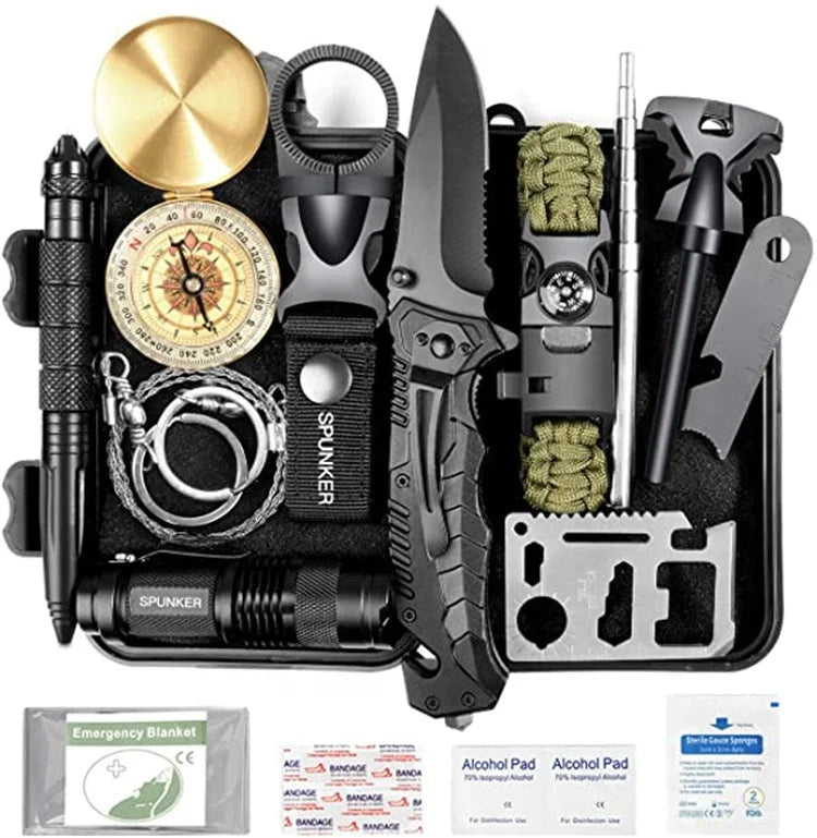 15 in 1 Survival Kit Gear Outdoor Camping Emergency Equipment Cool Unique Gadgets Gifts Ideas