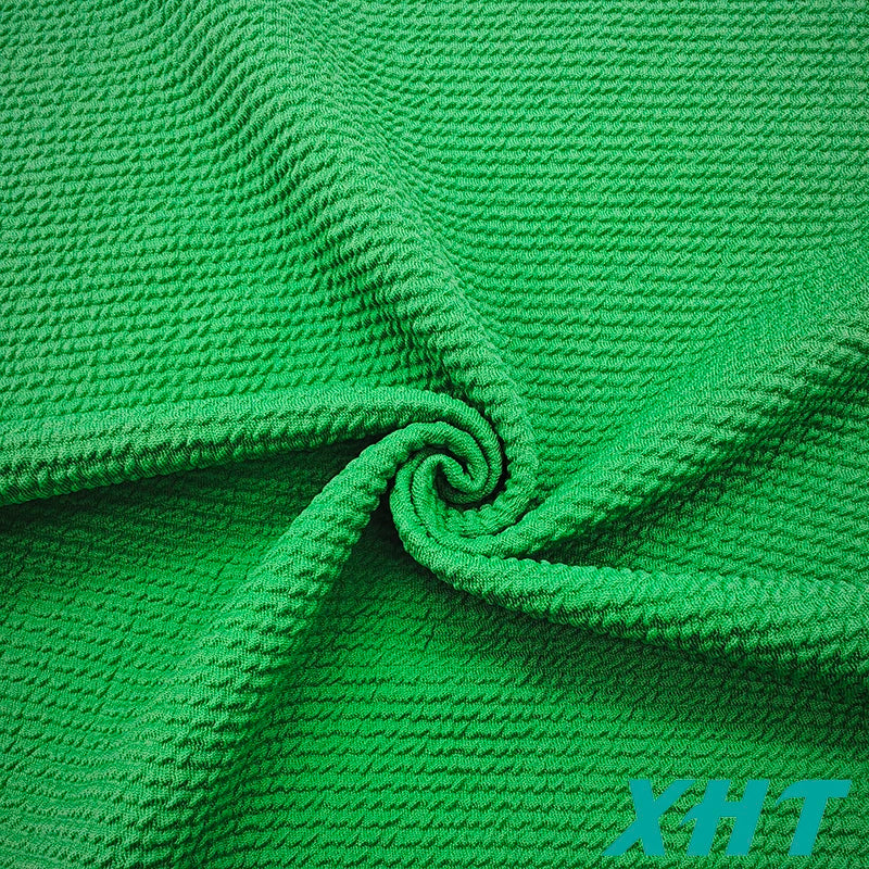 Green Breathable High-elastic Single-sided Knitted Swimsuit Dyeable and Printable Compression Jacquard Plain Elastic Fabric