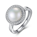 Exaggerated Classic Retro Design 925 Sterling Silver Big Pearl Ring Small Zircon Inlaid Freshwater Pearl Finger Ring