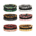 3pcs/set Natural Stone Crystal Bracelet 8mm Turquoises Rose Quartz Beads Bracelet  Beaded Healing Energy Bracelet for Women Men