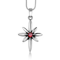 Europe Fashion Necklace Stainless Steel Vintage Geometric North Star Pendant with Red Crystal Jewelry