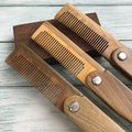 High Quality Factory Wholesale High Quality Men Beard Care Wooden Folding Green Sandal Wood Beard Comb